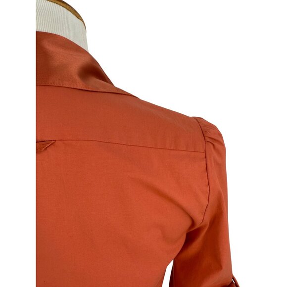Vintage Y2K Bebe Rust Orange Belted Mini Shirt Dress w/Pockets & Satin Trim S - Picture 13 of 16